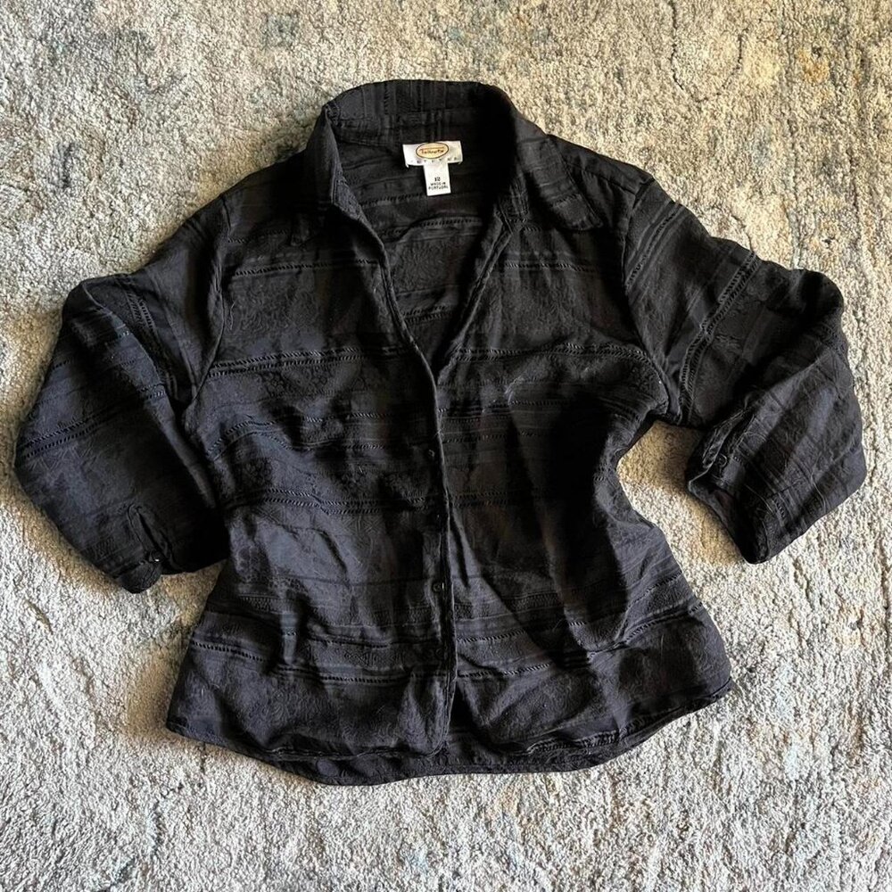 vintage dark brown linen button up collared cardigan